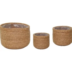 Mega Collections Plantenmand Raffa S3 - Pot & Plantenbak - D20/31H19/26.5 cm Naturel