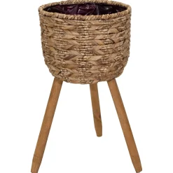 Mega Collections Plantenmand Op Poten - Pot & Plantenbak - Ø32x60 cm Naturel Bruin