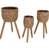 Mega Collections Plantenmand Op Poten S3 - Pot & Plantenbak - D18/31.5H44/60 cm Naturel Bruin