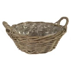 Mega Collections Plantenmand Lea - Plantenbak - Ø30x12 cm Bruin