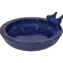 Mega Collections Vogelbad/Drinkschaal Keramiek - Drinkbak - Ø30x11 cm Donkerblauw