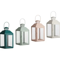 Mica Decorations Steffano Lantaarn Pastel - Decoratie - 13x12x25 cm Wit Roze Groen