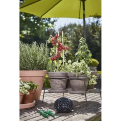 Mica Decorations Terracotta Pot Met Schotel Set Van 3 - Bloempotsets - 41x14x12 cm Grijs