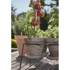 Mica Decorations Terracotta Pot Met Schotel Set Van 3 - Bloempotsets - 41x14x12 cm Grijs