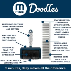 Mikki Doodle Grooming Kit - Hondenvachtborstel - Blauw Grijs