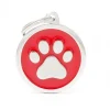 My Family Big Circle Paw - ID Tag - Rood