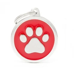 My Family Big Circle Paw - ID Tag - Rood