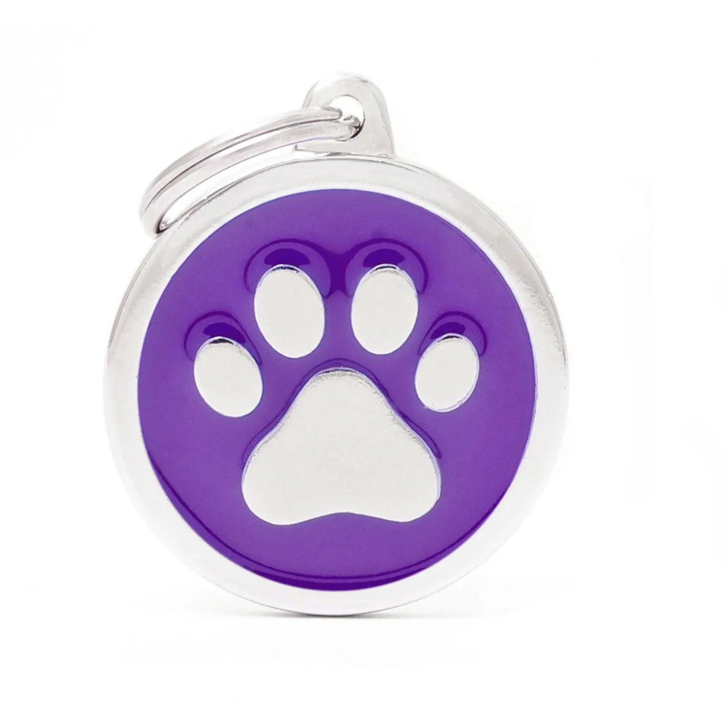 My Family Big Circle Paw - ID Tag - Paars