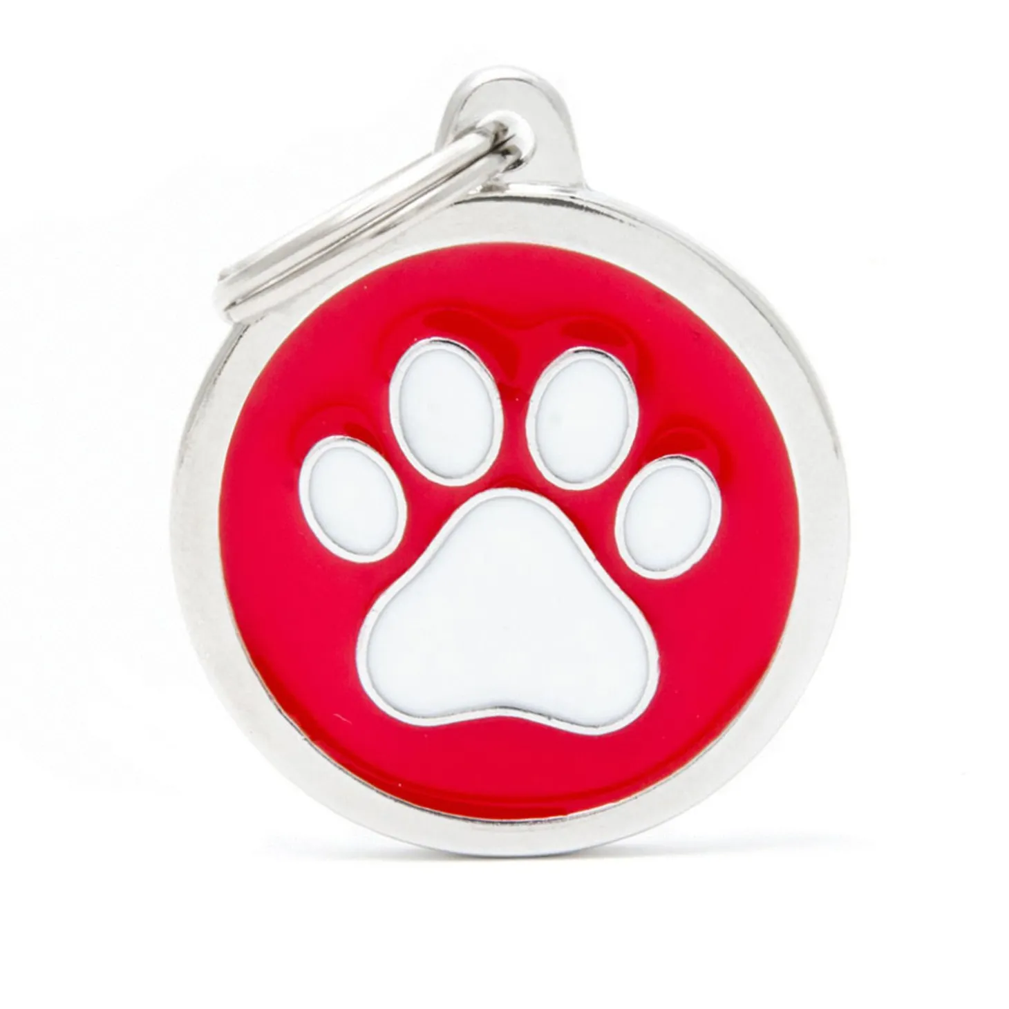 My Family Big Circle Paw - ID Tag - Rood Wit