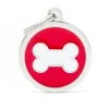 My Family Big Circle White Bone - ID Tag - Rood
