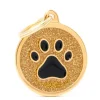 My Family Big Glitter Circle  Paw - ID Tag - Zwart