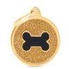 My Family Big Glitter Circle  Bone - ID Tag - Zwart