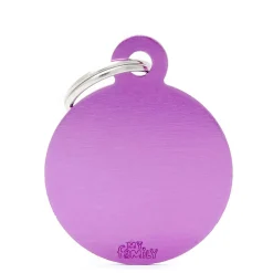 My Family Big Round Aluminium - ID Tag - Paars