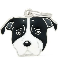 My Family Black And White Amstaff - ID Tag -