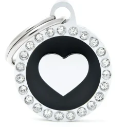 My Family Black Glam Heart - ID Tag - Zwart