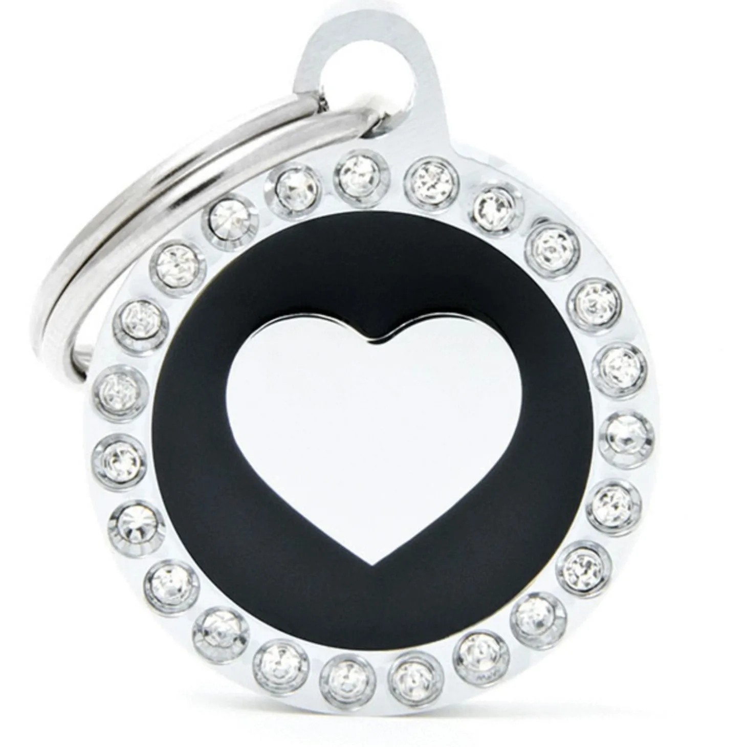 My Family Black Glam Heart - ID Tag - Zwart