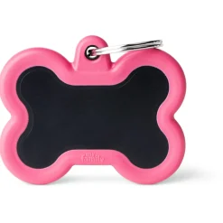 My Family Bone Alu Rubber - ID Tag - Zwart Roze