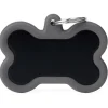 My Family Bone Alu Rubber - ID Tag - Zwart Grijs Xl