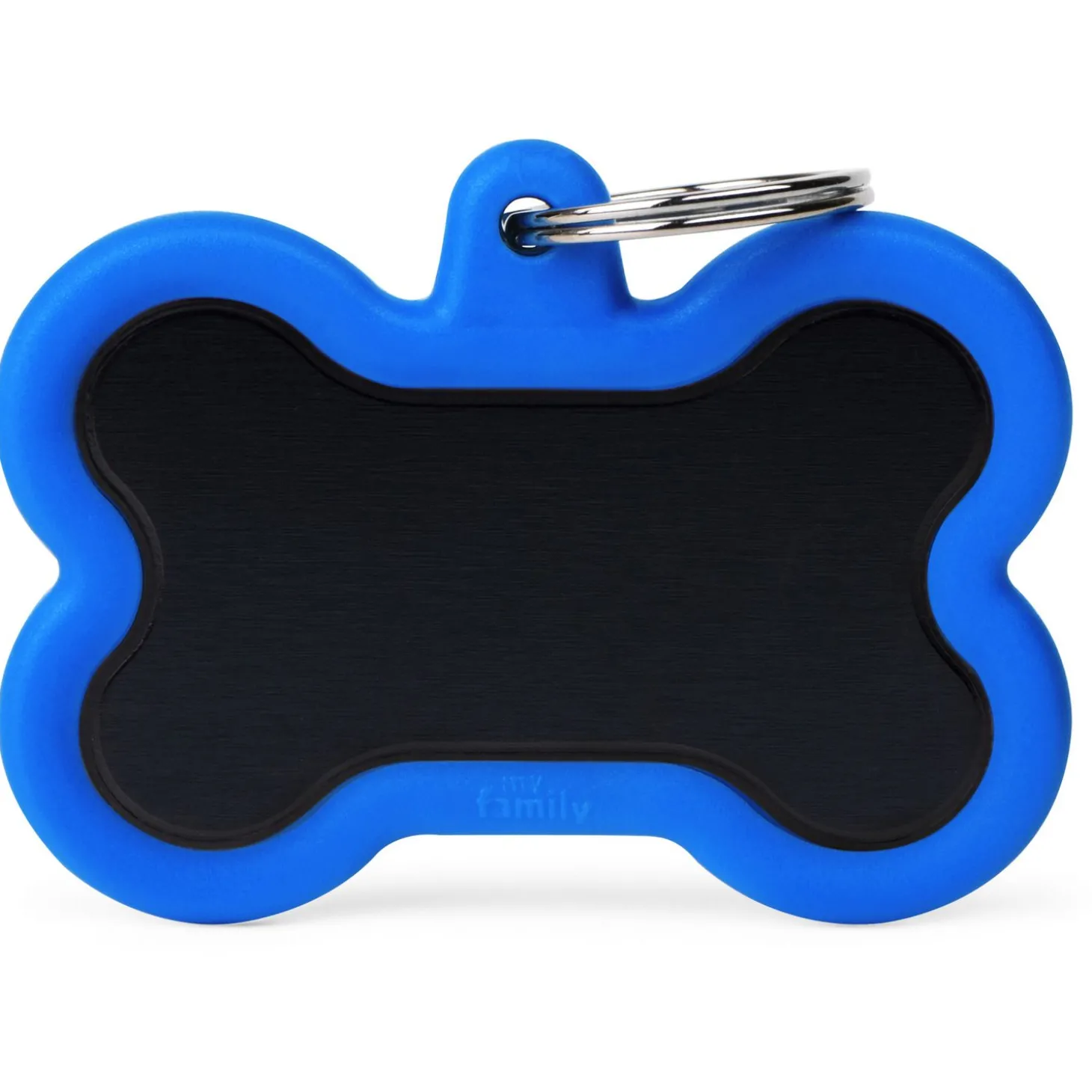 My Family Bone Alu Rubber - ID Tag - Zwart Blauw Xl