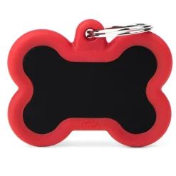 My Family Bone Alu Rubber - ID Tag - Zwart Rood