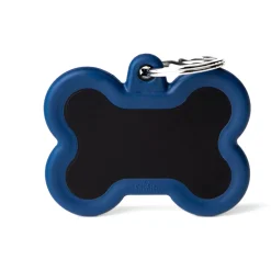 My Family Bone Alu Rubber - ID Tag - Zwart Donkerblauw