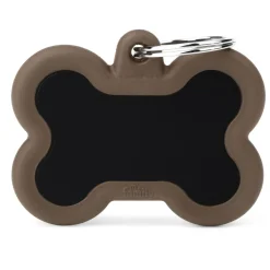 My Family Bone Alu Rubber - ID Tag - Zwart Bruin