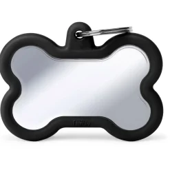 My Family Bone Plated Brass Rubber - ID Tag - Chroom Zwart