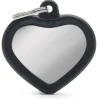 My Family Heart Chrome Plated Brass Rubber - ID Tag - Chroom Zwart