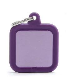 My Family Hustag Aluminium Square - ID Tag - Paars