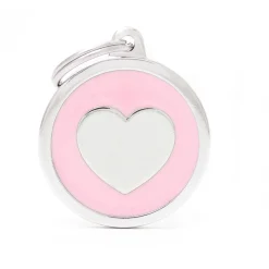 My Family Pink Big Circle Heart - ID Tag - Roze