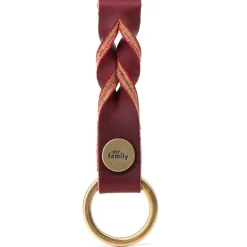 My Family Red Leather Ascot Keyring - ID Tag - Rood