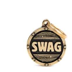 My Family Round Bronx Futuristic English Brass - ID Tag - M