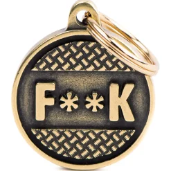 My Family Round Bronx Platform English Brass - ID Tag - M