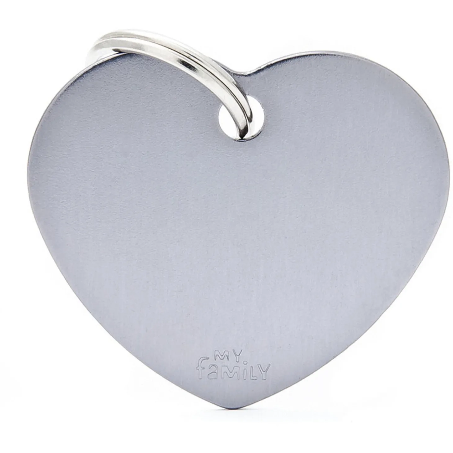 My Family Tag Machine Big Heart Aluminum Grey - ID Tag - Grijs