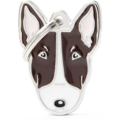 My Family White And Brown Bull Terrier - ID Tag -