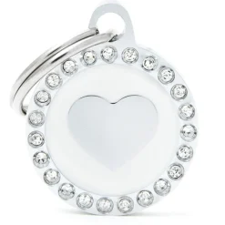 My Family White Glam Heart - ID Tag - Wit