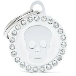 My Family White Glam Skull - ID Tag - Wit