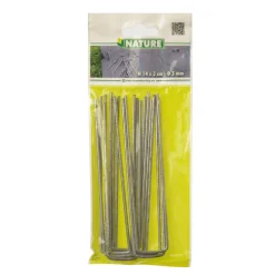 Nature Gronddoekpennen Metaal - Groeifolie Gronddoek - 0.3x3x14 cm Zilvergrijs 10 stuks