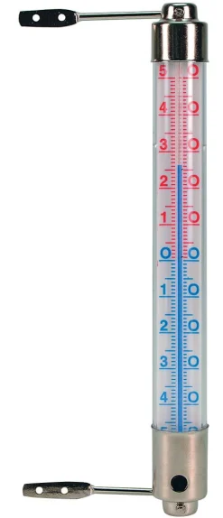 Nature Kozijnthermometer - Thermometer - Ø2.5x20 cm Metallic