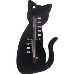 Nature Muurthermometer - Kat - Thermometer - Zwart