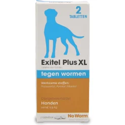 No Worm Exitel Plus Xl Hond Vanaf 17.5 Kg - Anti wormenmiddel - 2 tab