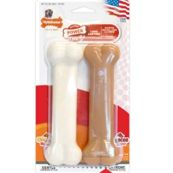 Nylabone Chew Twin Pack Wolf - Hondenspeelgoed - Kip Bacon Wit Roze Voor Honden Tot 16 Kg M