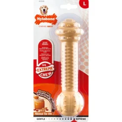 Nylabone Dura Chew Power Peanut Butter - Hondenspeelgoed - Pindakaas Bruin Voor Honden Tot 23kg L