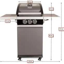 Patton Patio Pro Chef - Multi Grill 2+ Gasbarbecue - Barbecue - 54x110x113 cm 29 kg Grijs Zwart Geschikt Voor 4-6 Personen