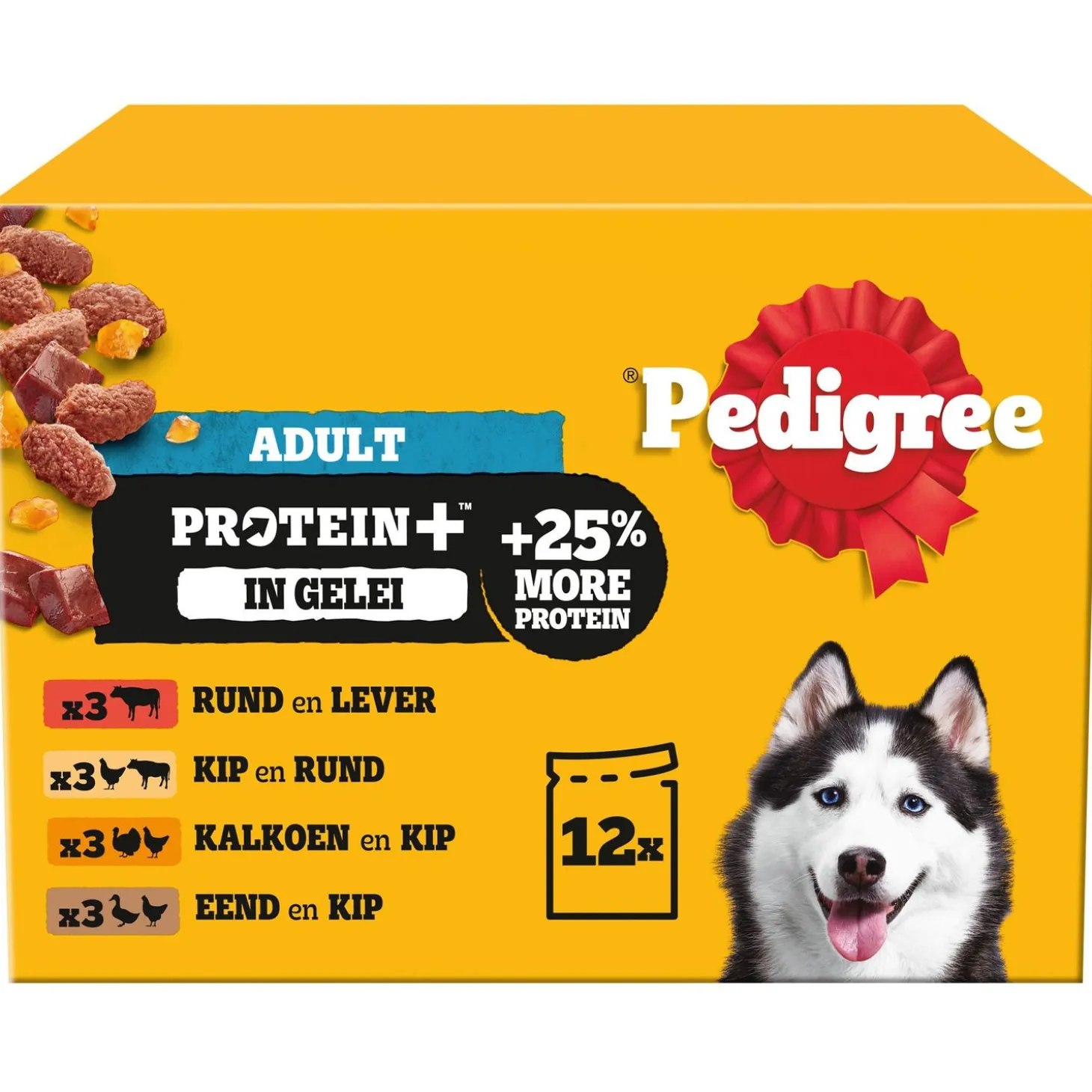 Pedigree Adult Protein+ Selectie In Gelei Maaltijdzakjes Multipack - Natvoer - 12x85 g