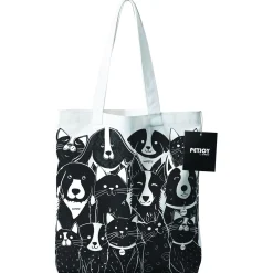Petjoy Happytote Boodschappentas - Petfamily - Cadeau Overig - 31x37x0.3 cm Zwart Wit