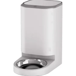 Petlux Voerautomaat Met App - Kattenvoerbak - 23x23x42 cm Wit Grijs M