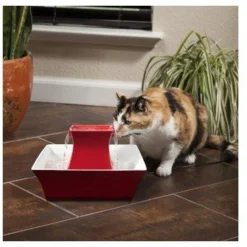 Petsafe Drinkwell Pagoda Keramische Drinkfontein - Kattendrinkbak - 27x21 cm Rood