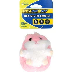 Petsport Usa Tiny Tots Fat Hamster - Hondenspeelgoed - 10 cm Roze Wit