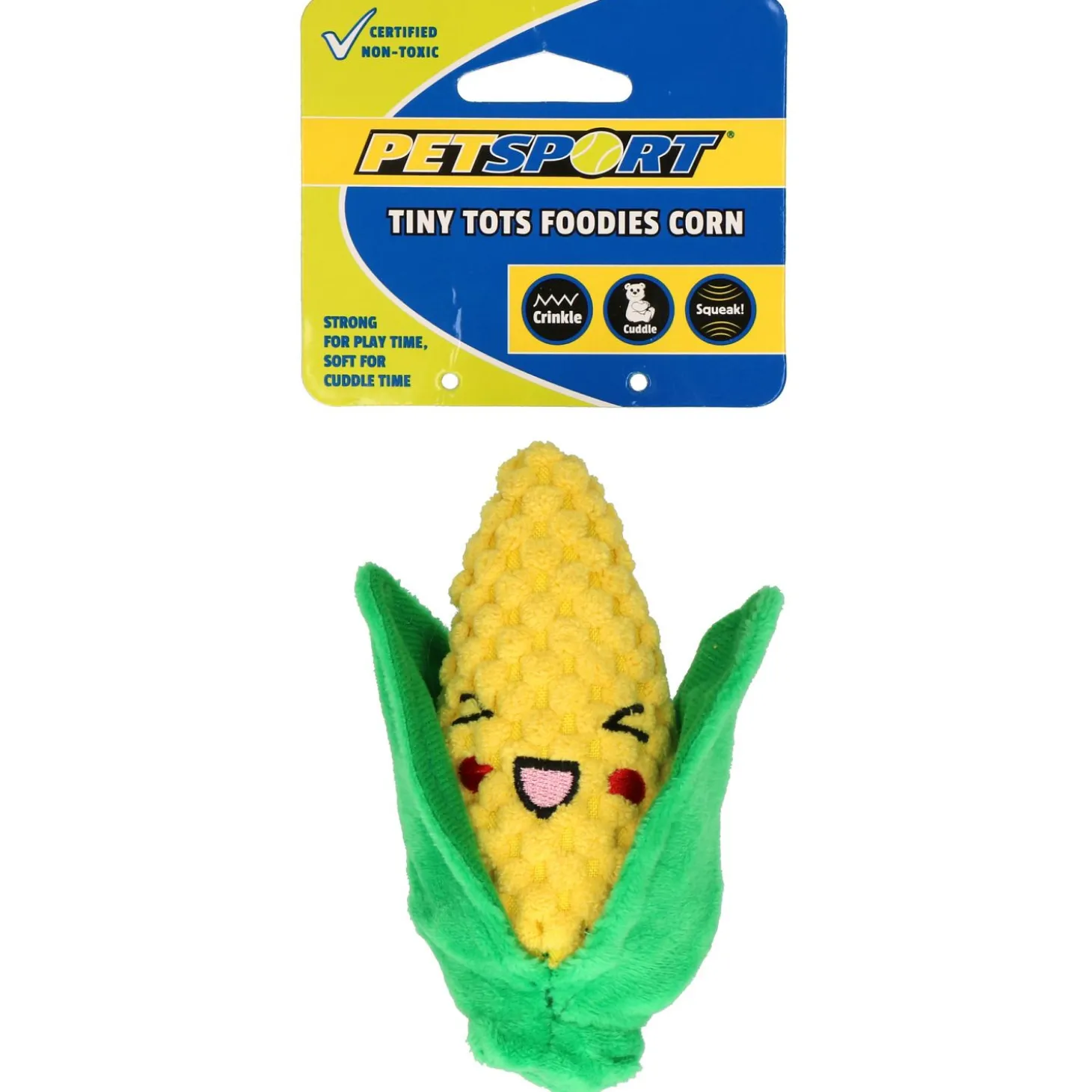 Petsport Usa Tiny Tots Foodies Corn - Hondenspeelgoed - 10 cm Geel Groen